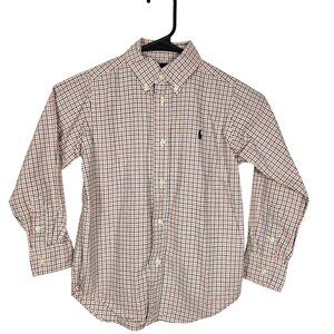 Vintage Boys Ralph Lauren Checkered Button-Down Long Sleeve Shirt Size 6 Cotton